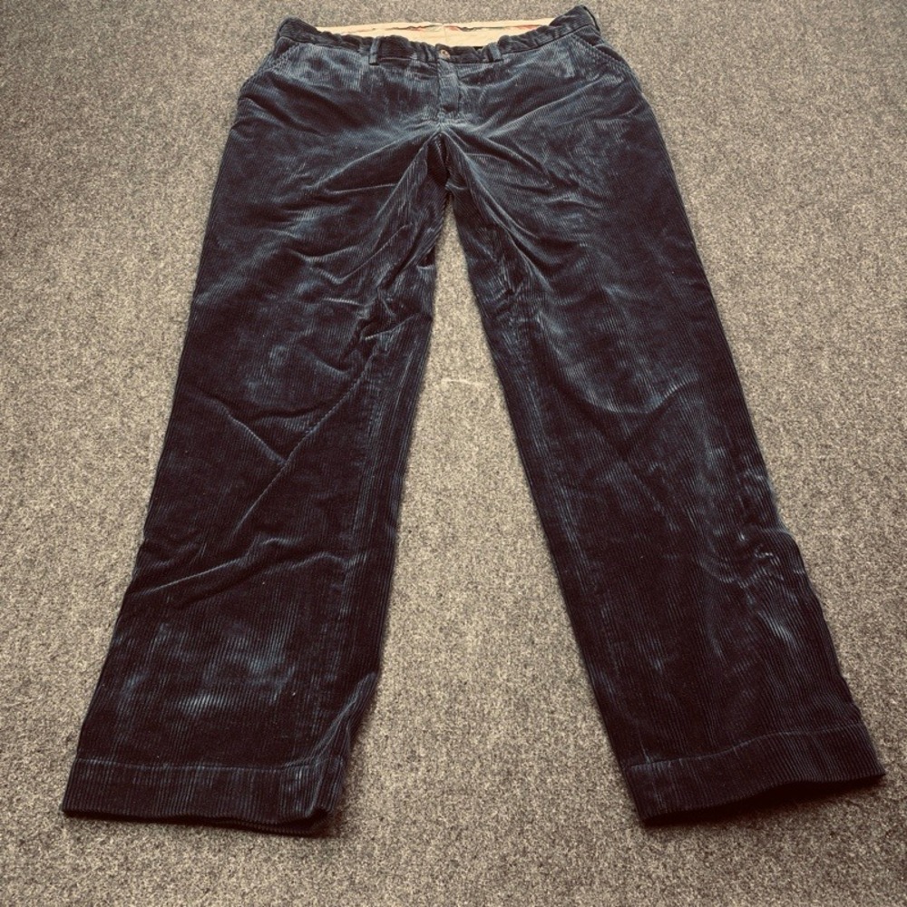Polo Ralph Lauren Corduroy Pants Mens 36/32 Navy Blue Wide Wale Trousers